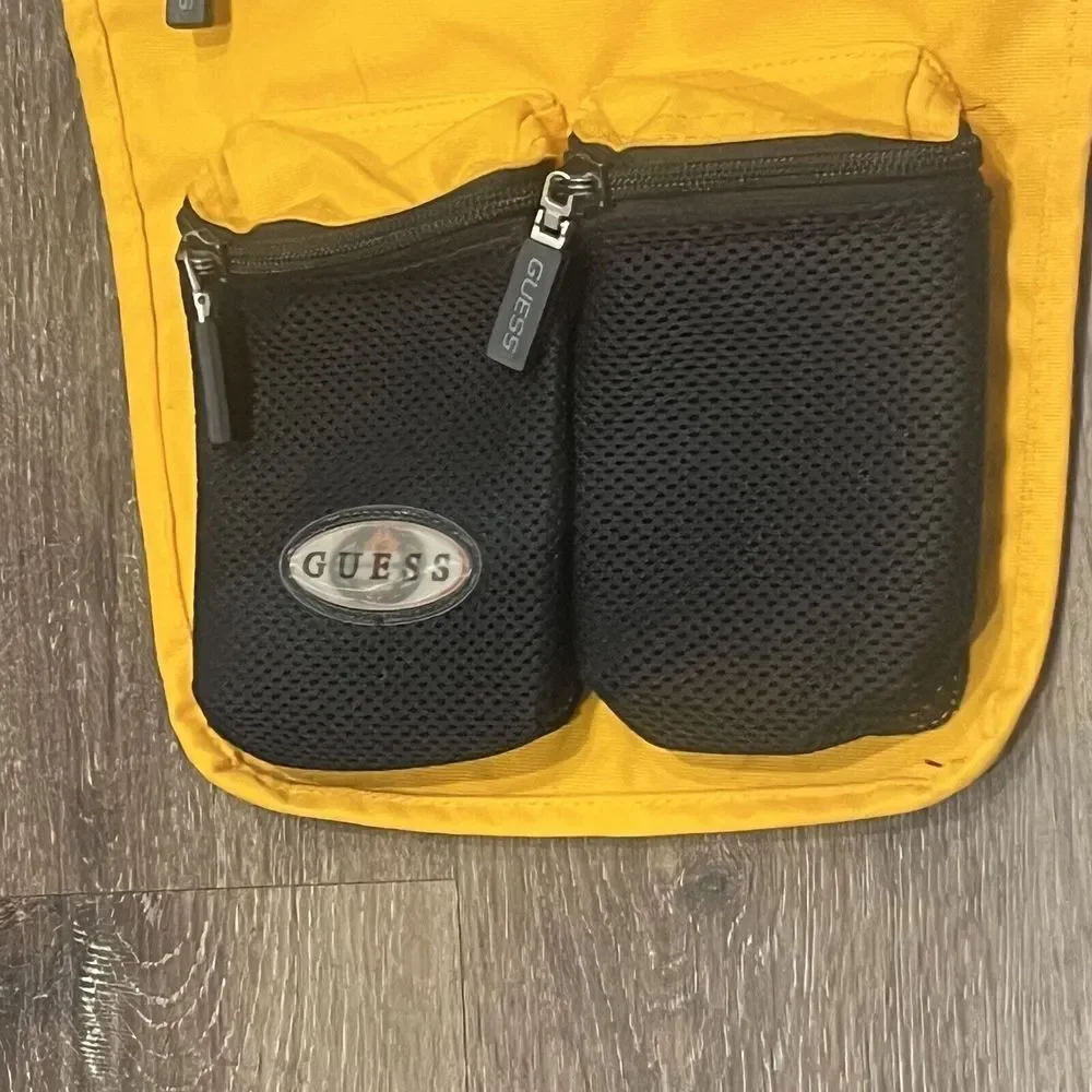 Vintage GUESS Sling Bag Shoulder Crossbody Yellow RARE Cargo Unisex Utility Pack